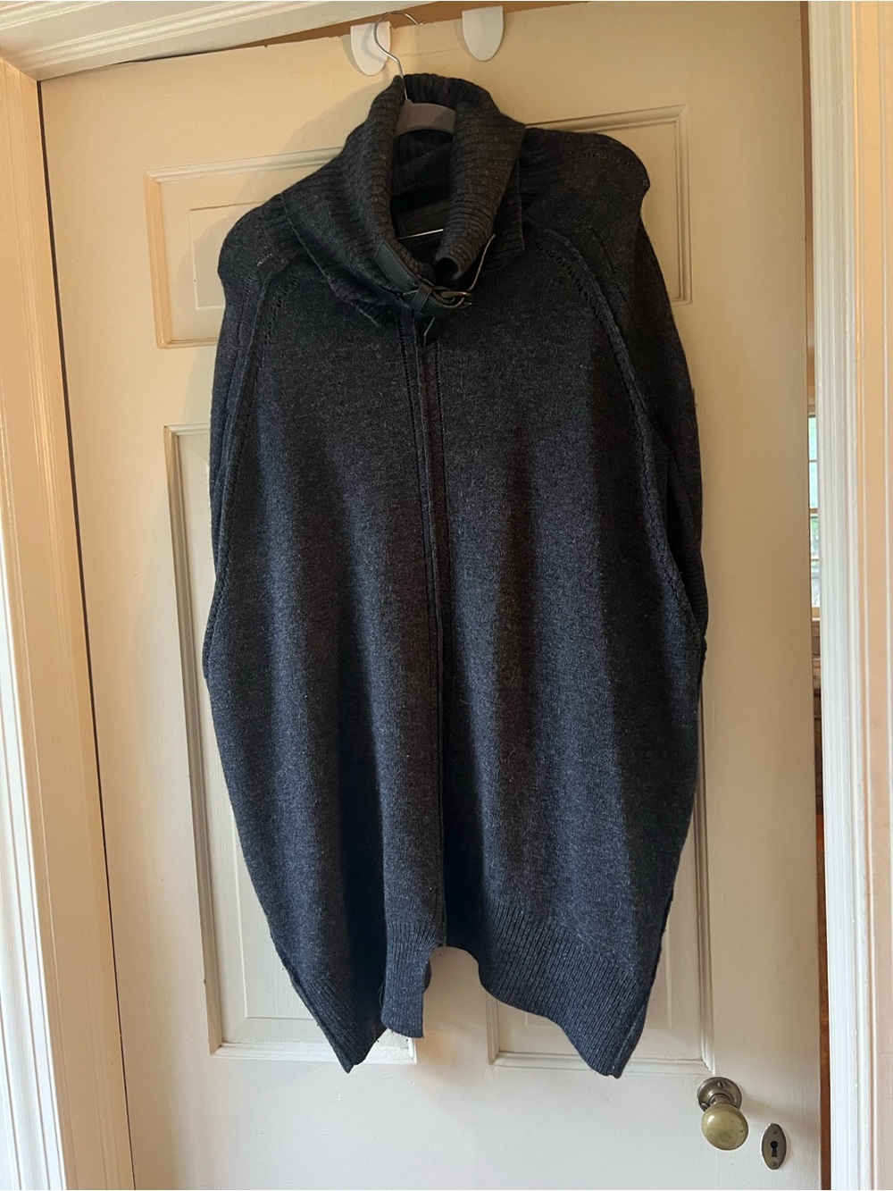 All Saints Dark Gray Zip-Front Shawl Collar Poncho
